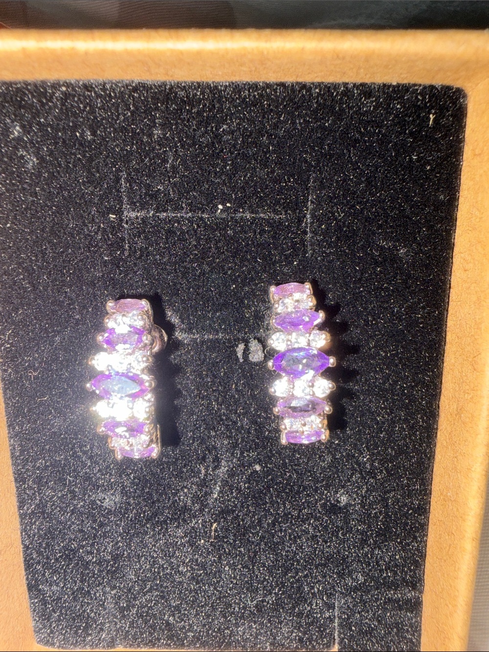 Genuine Amethyst Earrings with lab diamond Accents - Women Jewelry